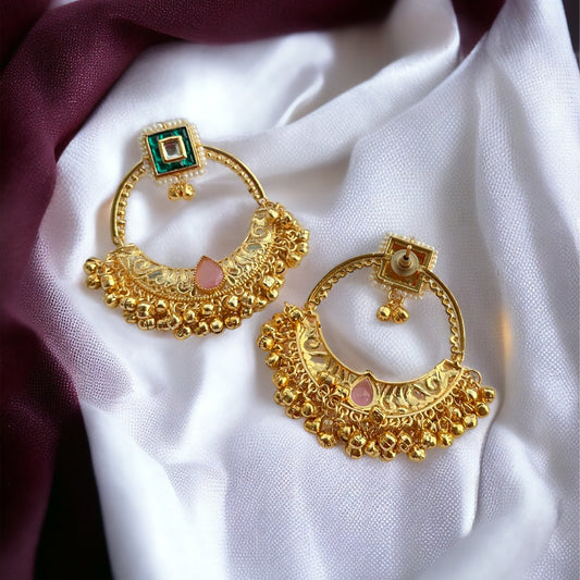 Gold Polish Chandbali Earrings