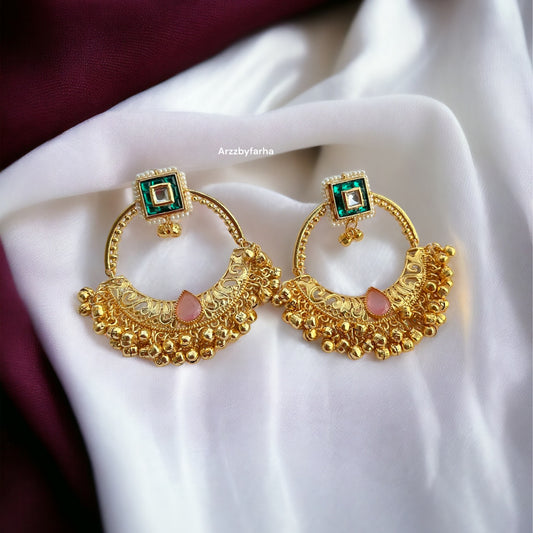 Gold Polish Chandbali Earrings