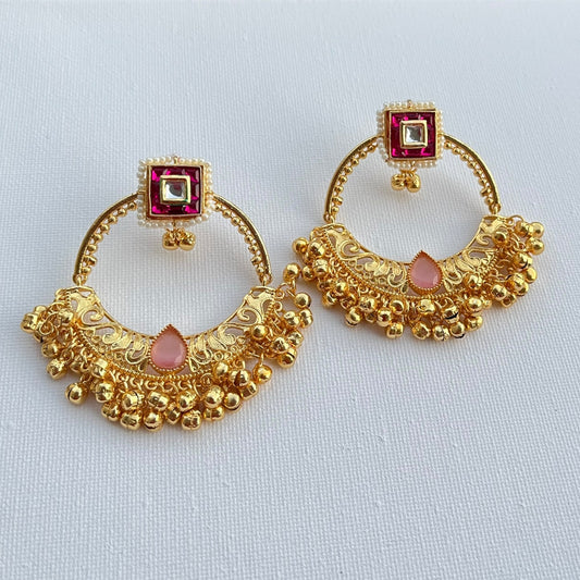 Gold Polish Chandbali Earrings