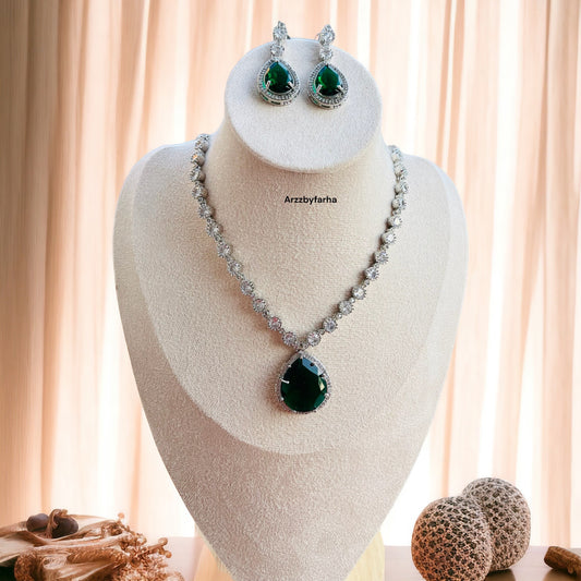 Green AD Zircon Necklace Set