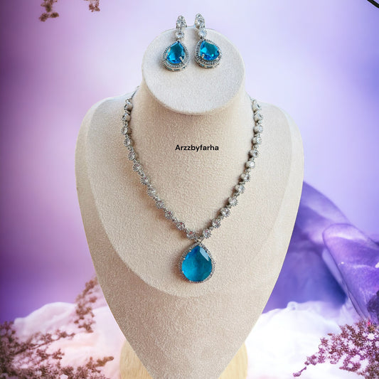 Blue AD Zircon Necklace Set