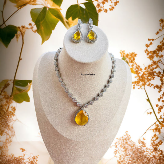 Yellow AD Zircon Necklace Set
