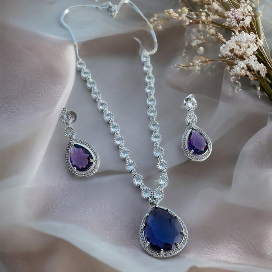 Purple AD Zircon Necklace Set