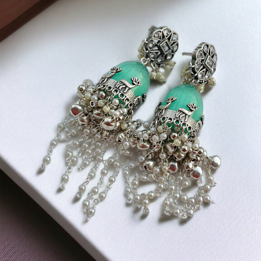Mint Fusion Jhumka Earrings