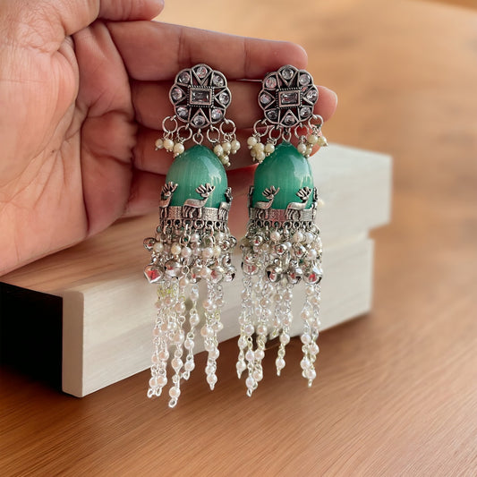 Mint Fusion Jhumka Earrings