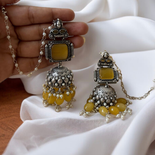 Jhumka With Hair Chain Earrings