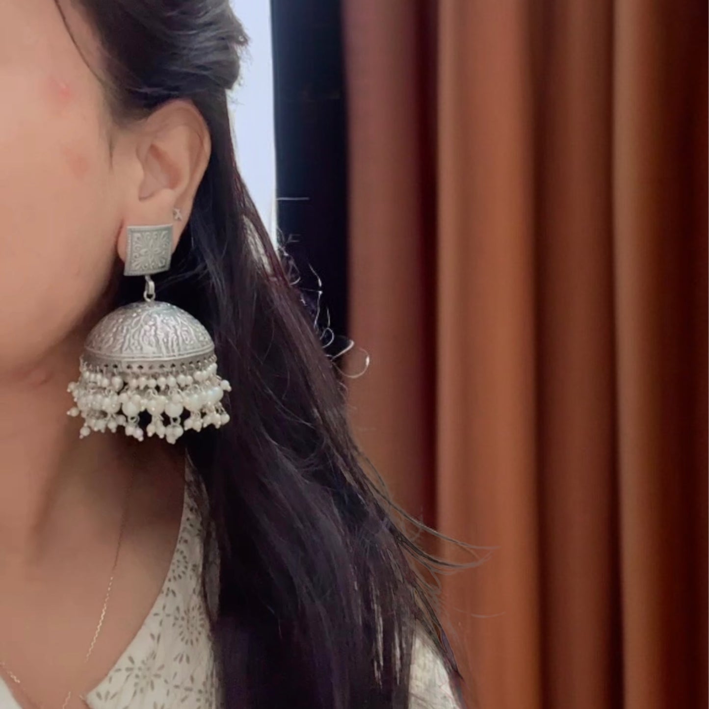 Classic Silver Jhumkas Earring