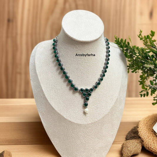 Green Stone Necklace Set