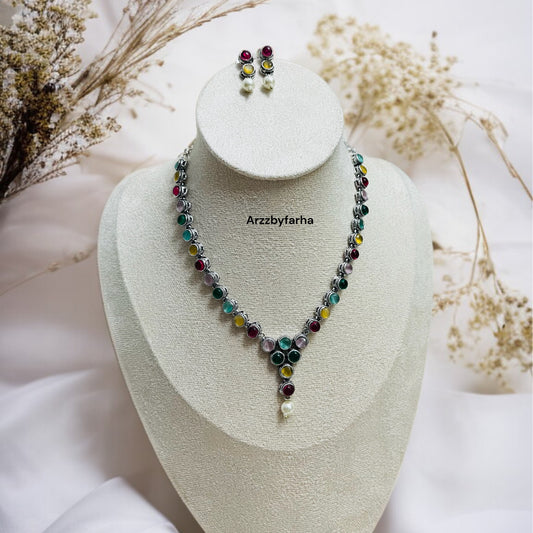 Multicolor Stone Necklace Set
