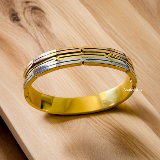 Triple Tone Bangle Bracelet