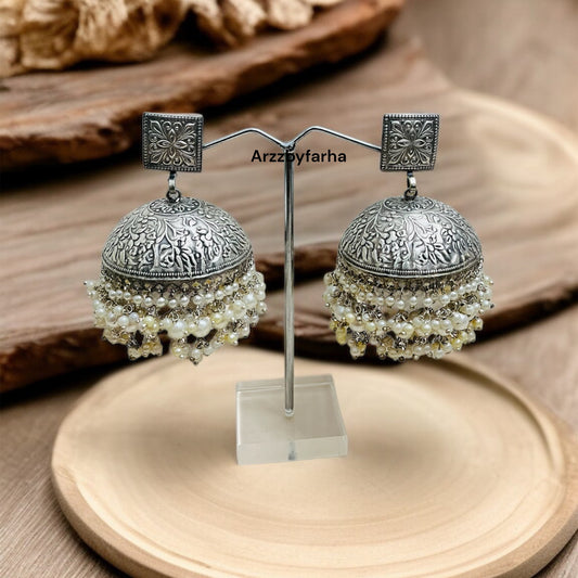 Classic Silver Jhumkas Earring