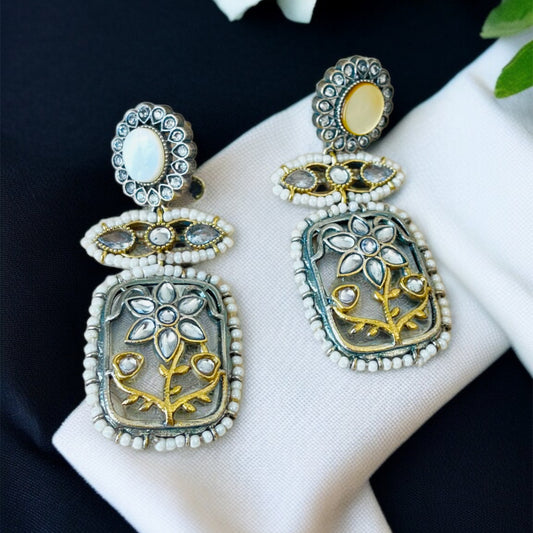 Dual Tone MOP Rasha Earrings
