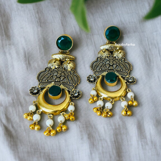 Antique Polish Brass Long Earrings
