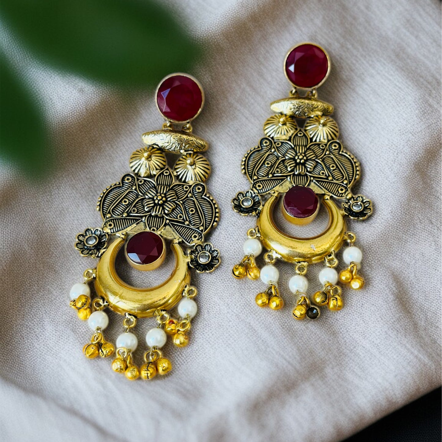 Antique Polish Brass Long Earrings