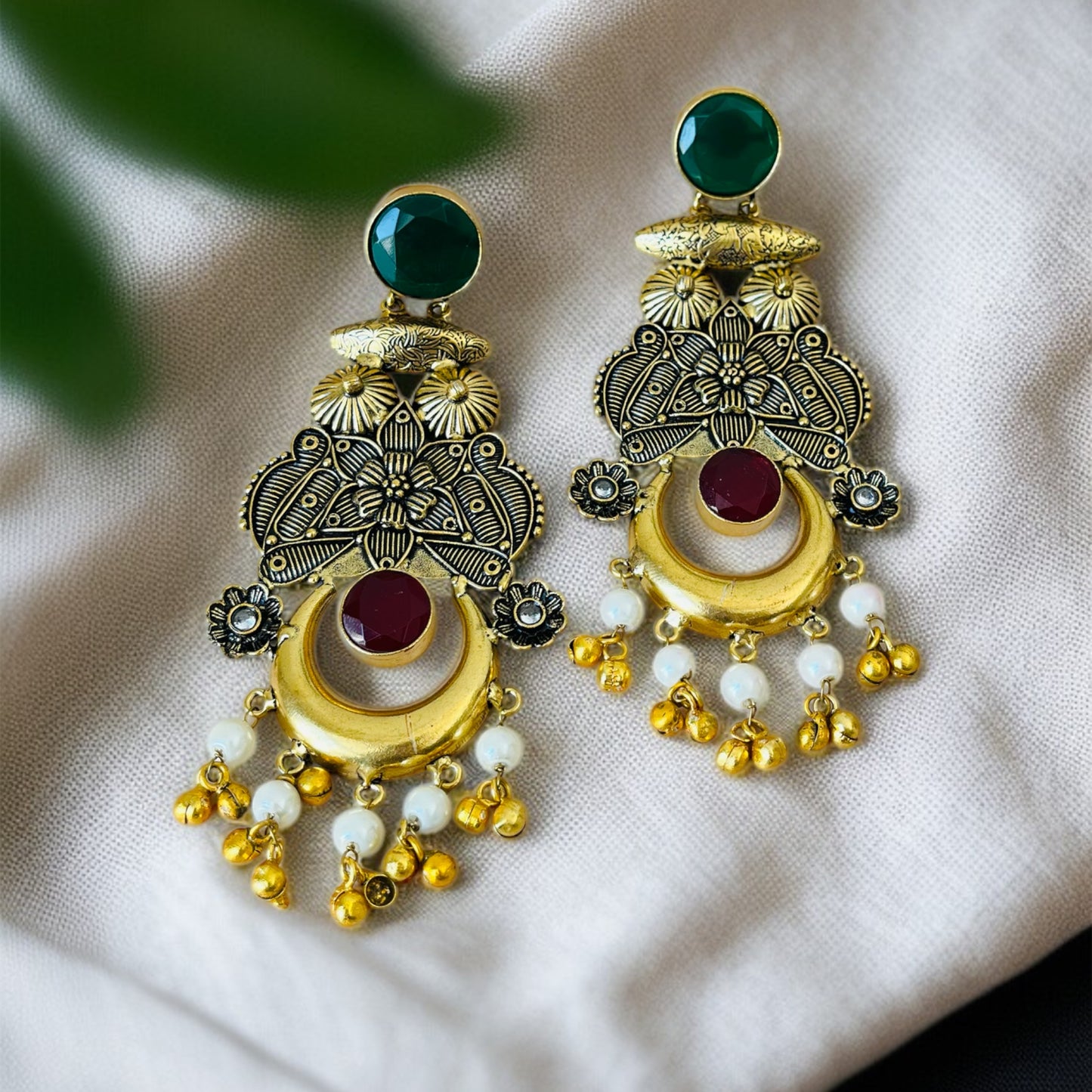 Antique Polish Brass Long Earrings