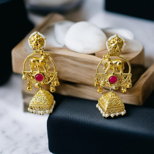 Nandi Gold Brass Earrings