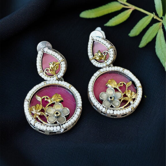 MOP Flower Dual Tone Earrings