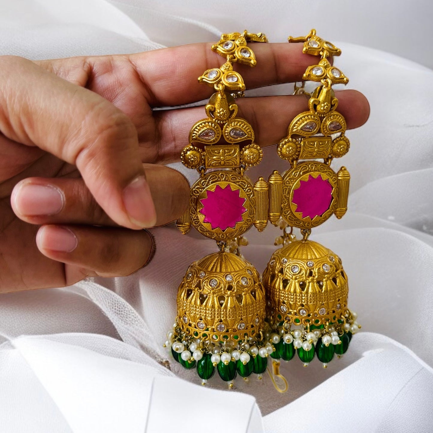 Jhumka With Hair Chain Earrings