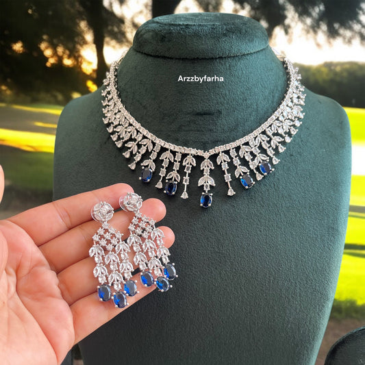 Hania Inspired Blue Zircon Necklace Set