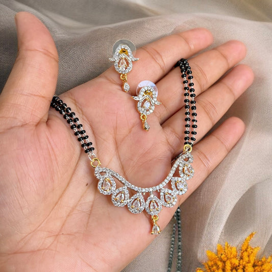 Celeb Inspired Zircon Mangalsutra Necklace Set
