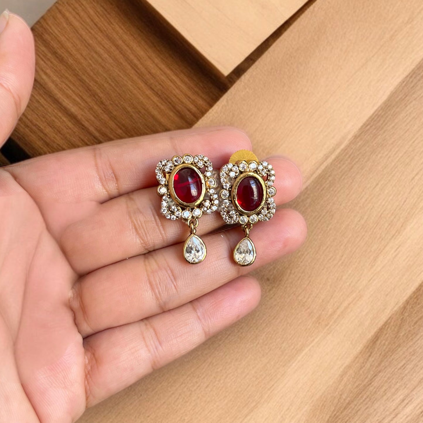 Polki Moissanite Studs Earrings