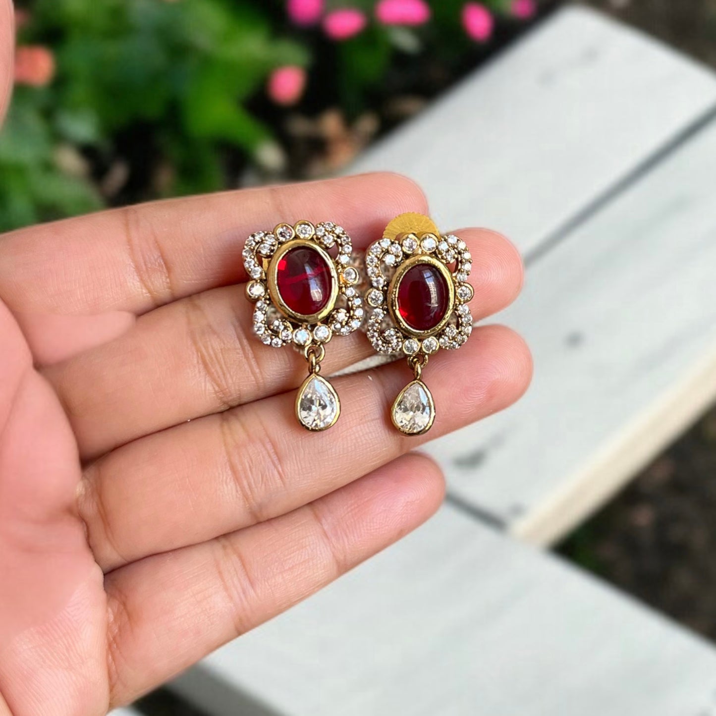 Polki Moissanite Studs Earrings