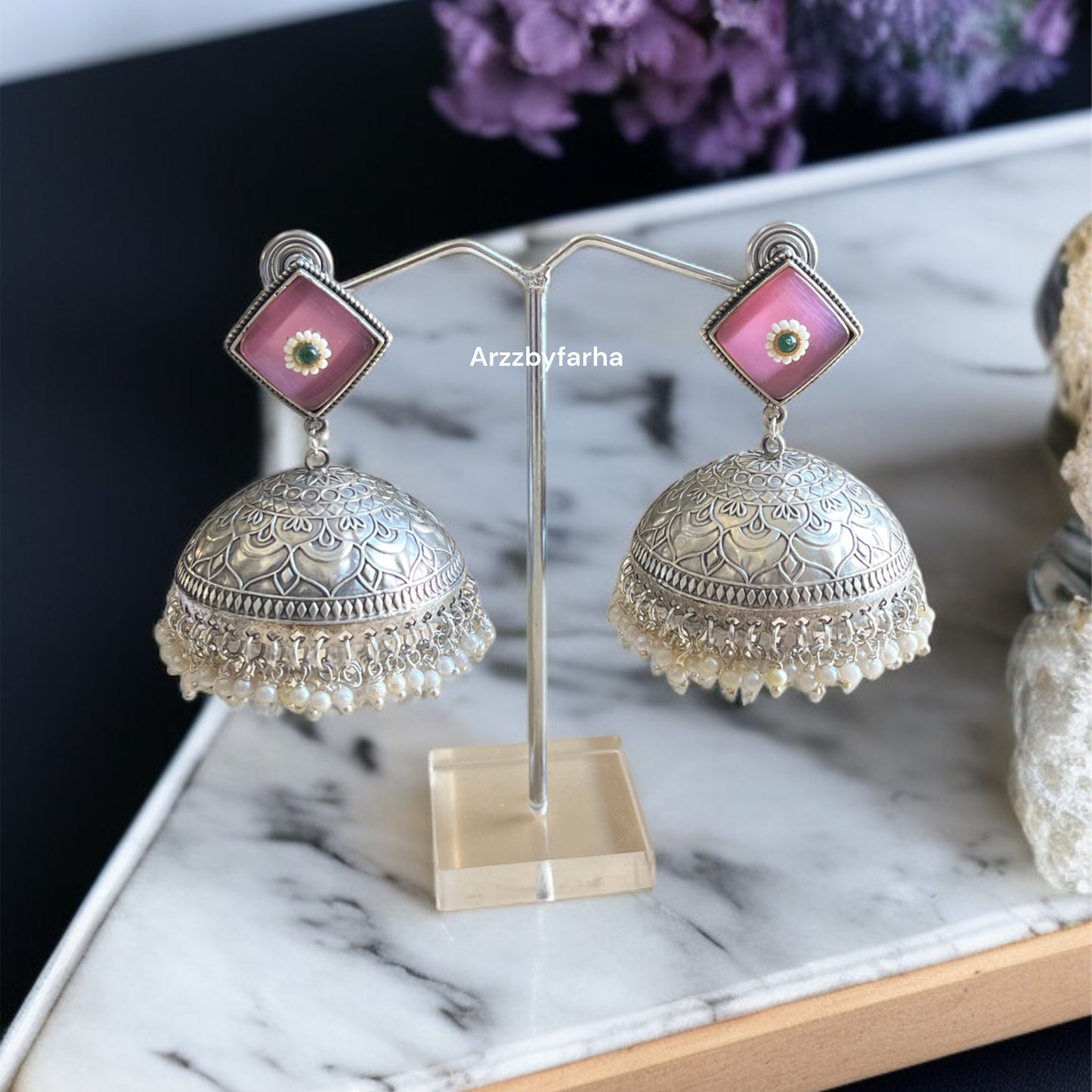 Katrina Pink Jhumka Earrings