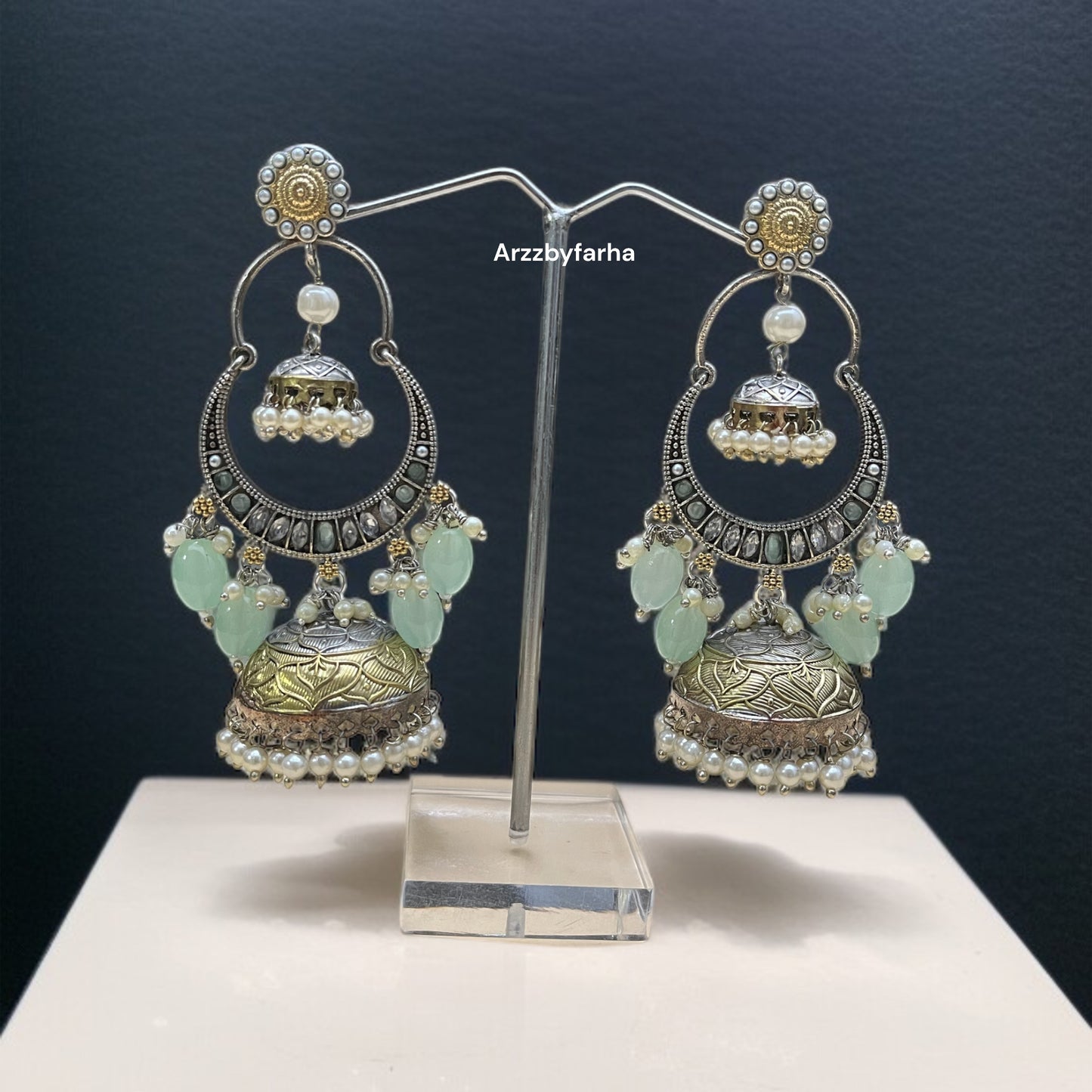 Amisha Dual Tone Chand Jhumka Earrings