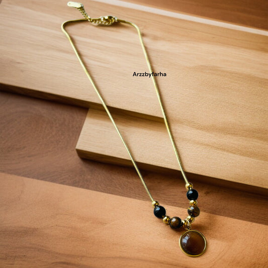 Brown Circle Beads Necklace