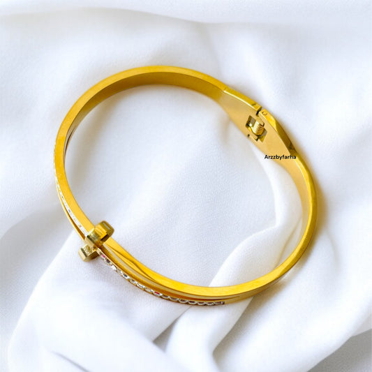 Gold Nail Bangle Bracelet