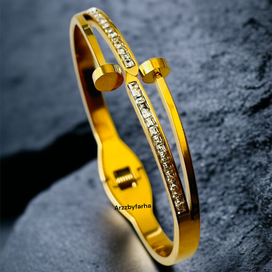 Gold Nail Bangle Bracelet