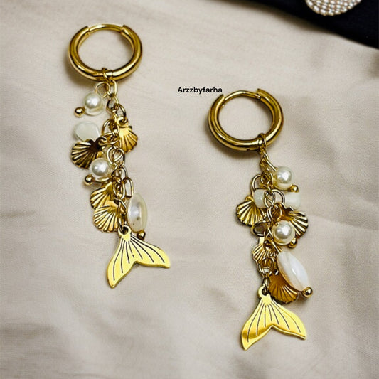 Gold Mermaid Drop Earrings