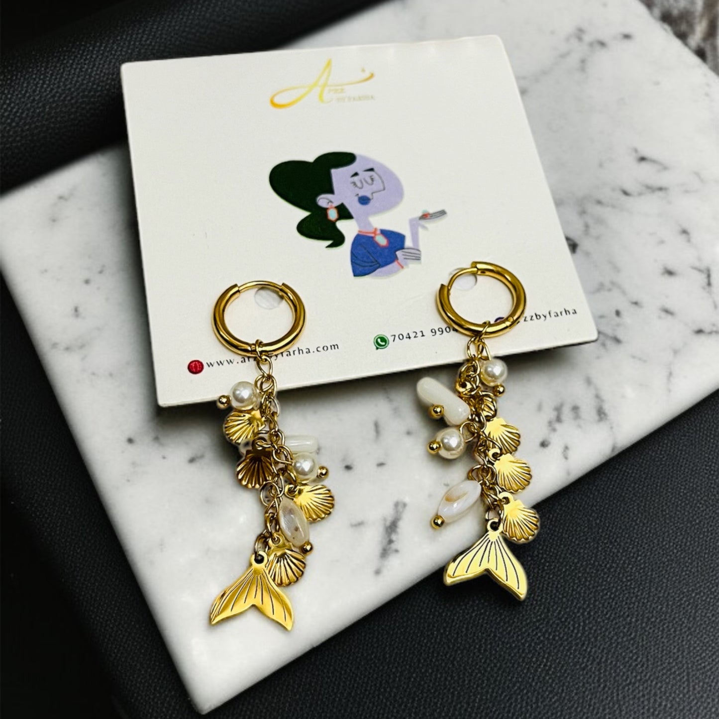 Gold Mermaid Drop Earrings