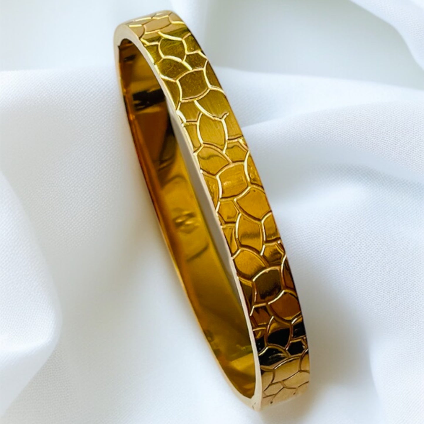 Gold Carved Bangle Bracelet