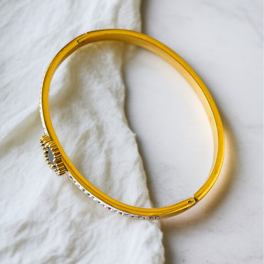 Gold Black Clover Bangle Bracelet