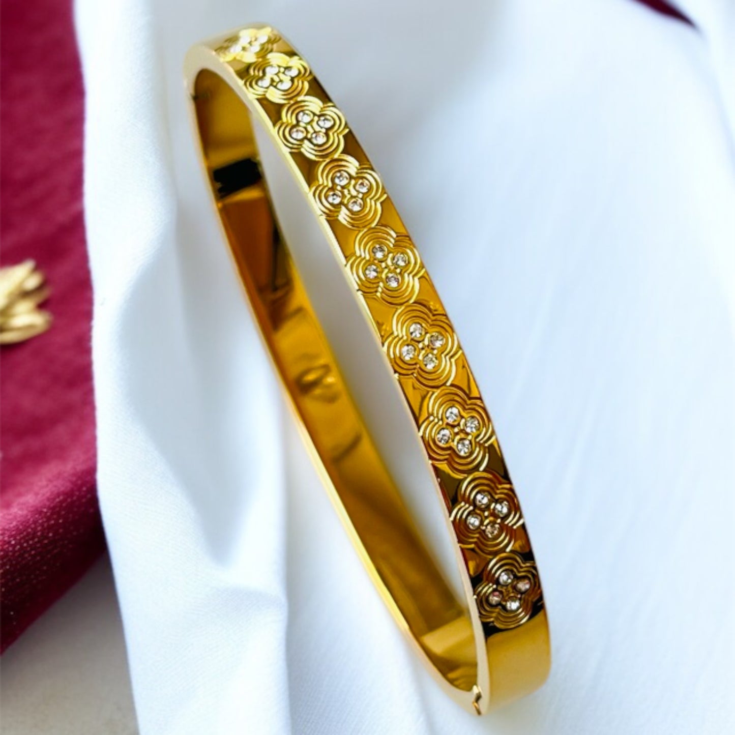 Gold Zircon Studded Bangle Bracelet
