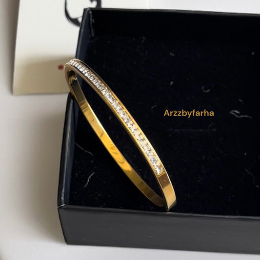 LuxeZircon Studded Bangle Bracelet
