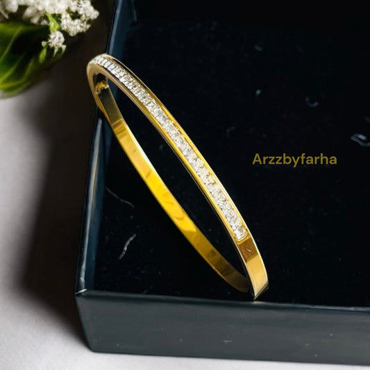 LuxeZircon Studded Bangle Bracelet