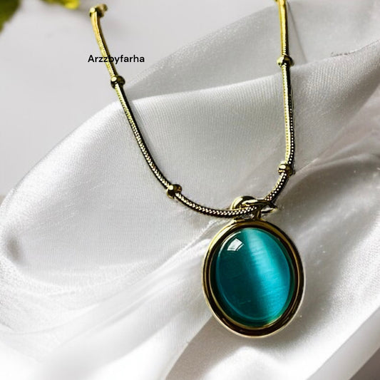 Sky Blue Stone Pendant Necklace