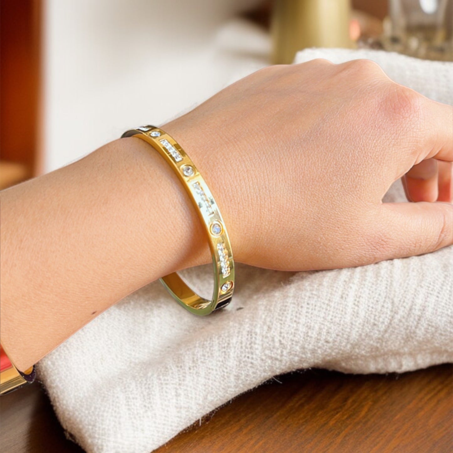 Luxe Gold AD Studded Bangle Bracelet