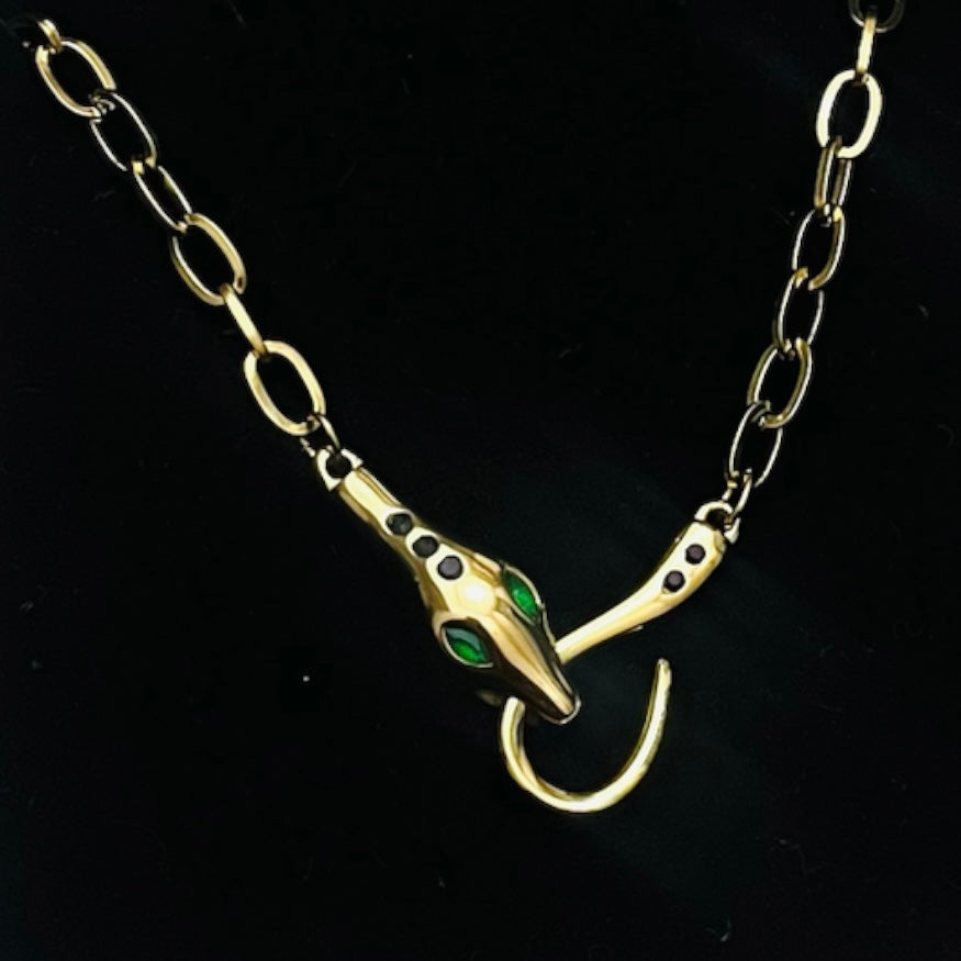 Snake with Green Eye Statement Necklace