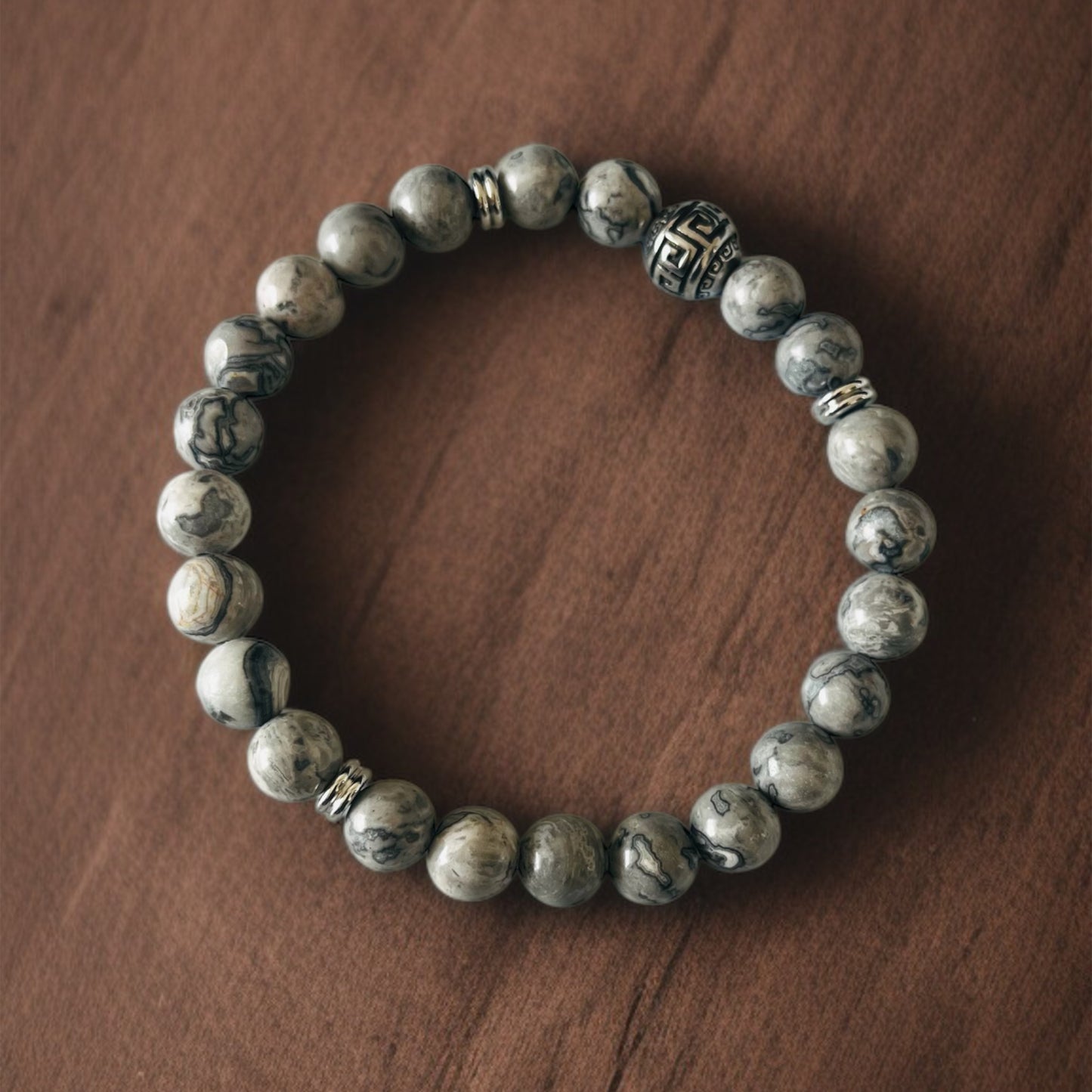 Grey Beads Men's Bracelet