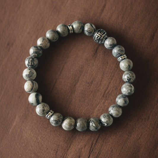Grey Beads Men's Bracelet