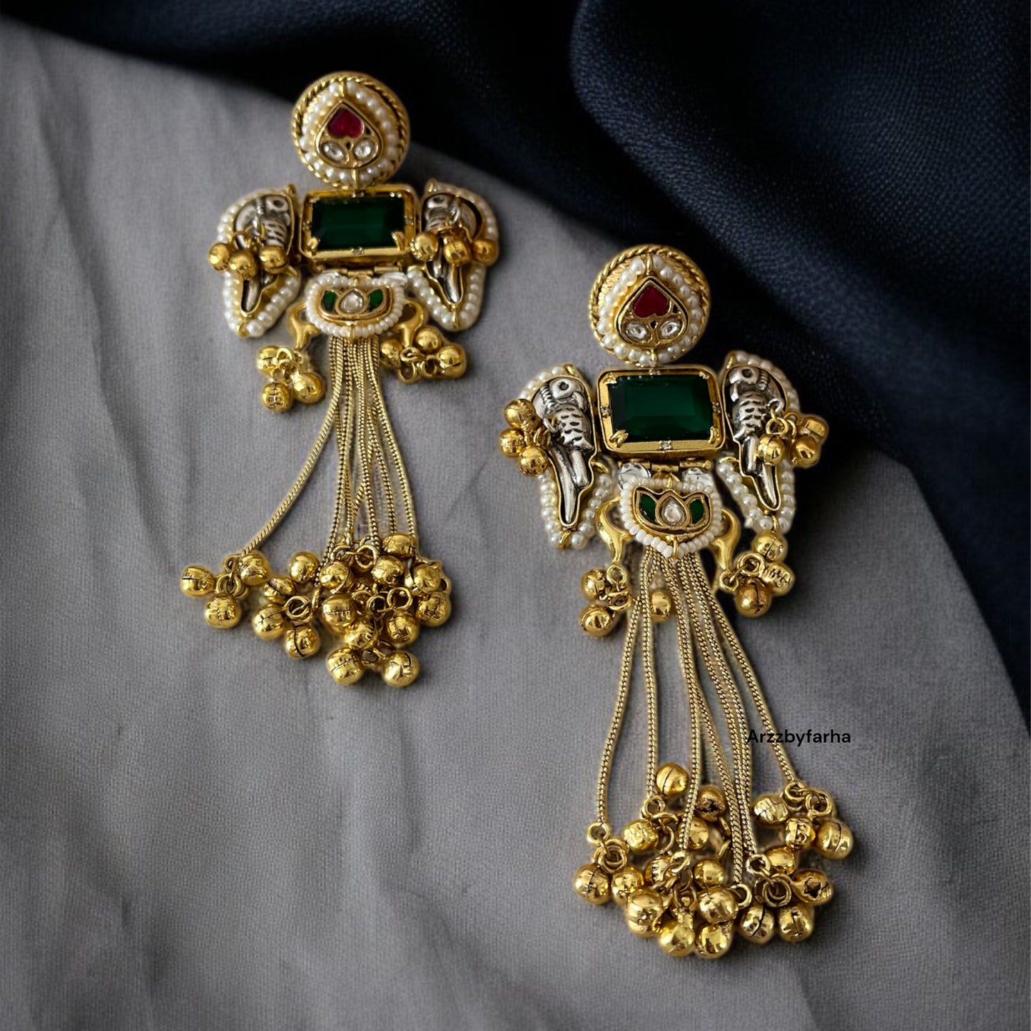 Dual Tone Statement Brass Earrings