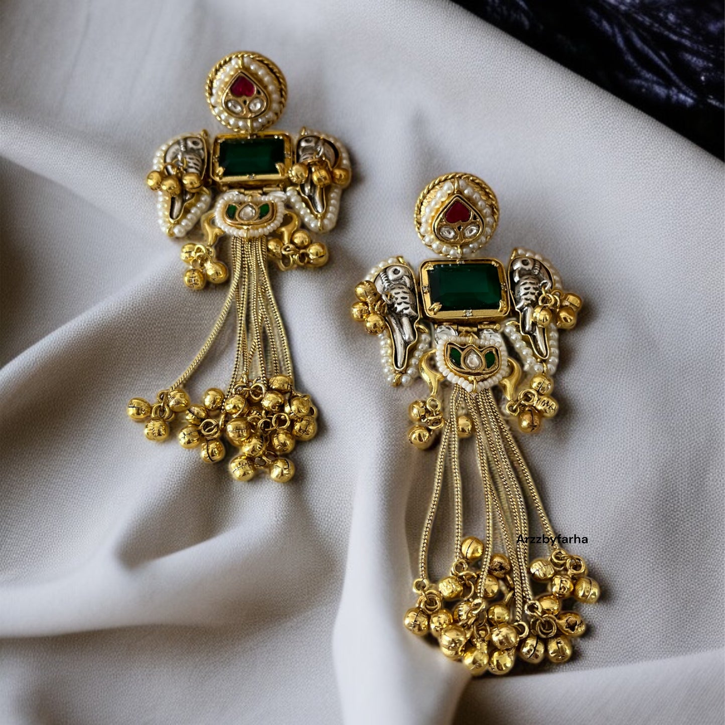 Dual Tone Statement Brass Earrings