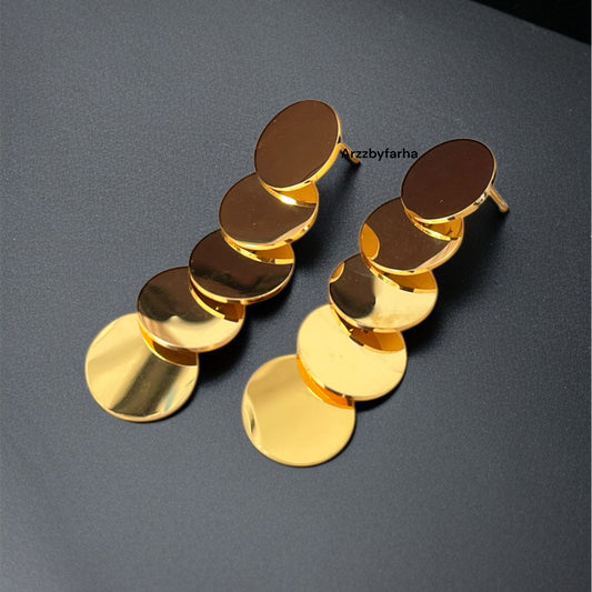 Gold Coin Drop Earrings