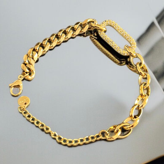 Gold AD Studded Chain Bracelet