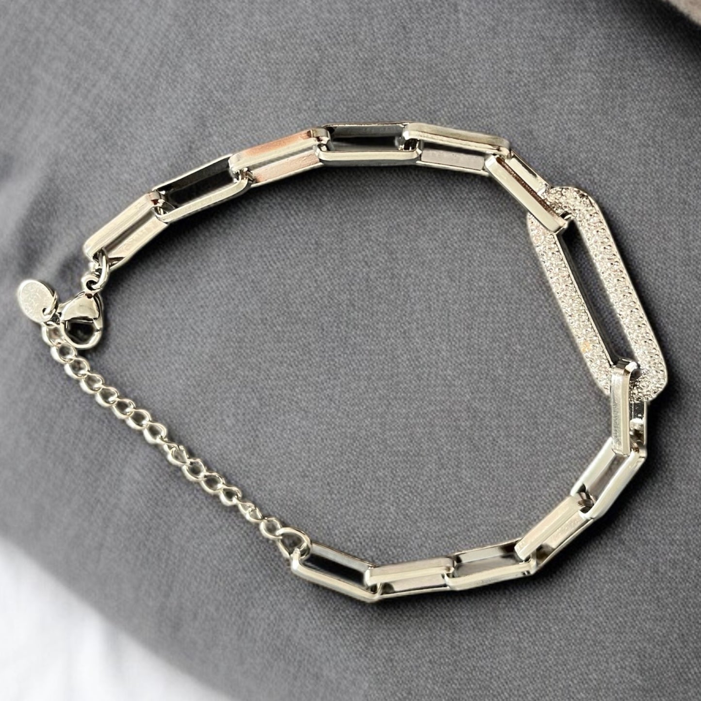 Silver AD Studded Chain Bracelet