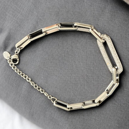 Silver AD Studded Chain Bracelet