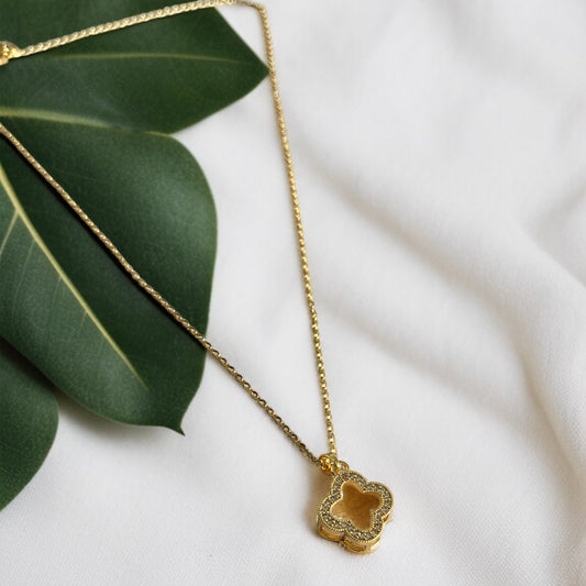 Crystal Clover Chain Necklace